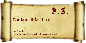 Marter Bálint névjegykártya